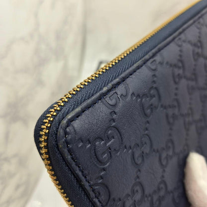 Gucci Guccissima Wallet Navy GG Leather — view 5