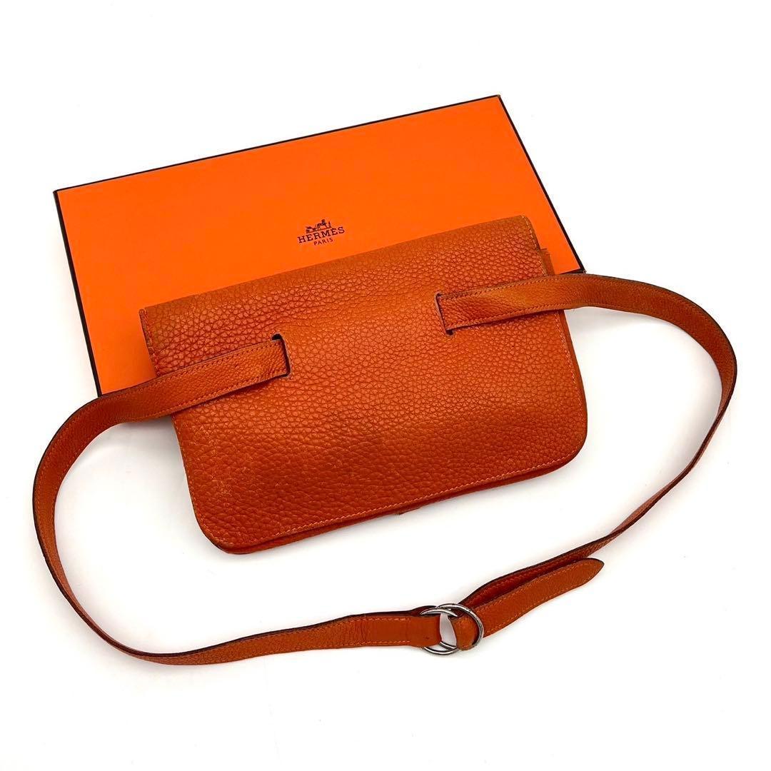 Hermes Dogon Pouch Togo Orange Belt Bag Waist — view 2