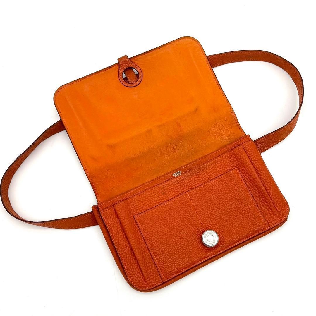 Hermes Dogon Pouch Togo Orange Belt Bag Waist — view 3