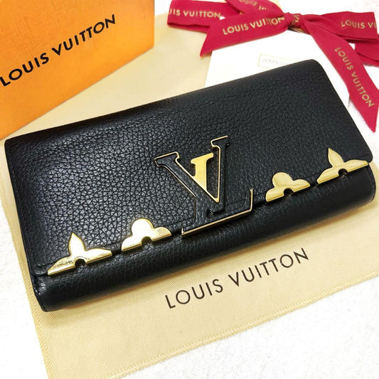 Louis Vuitton Portefeuille Capucines Flower Noir Black Long Wallet