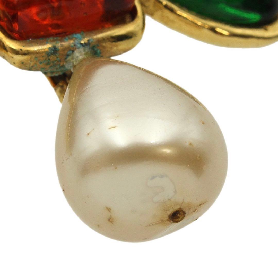 Chanel Gripoa And Faux Pearl Cross Brooch