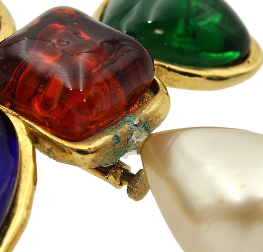 Chanel Gripoa And Faux Pearl Cross Brooch