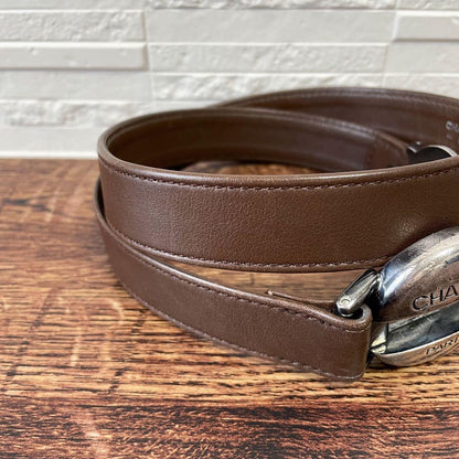 Chanel Leather Silver Buckle Belt Brown — view 4