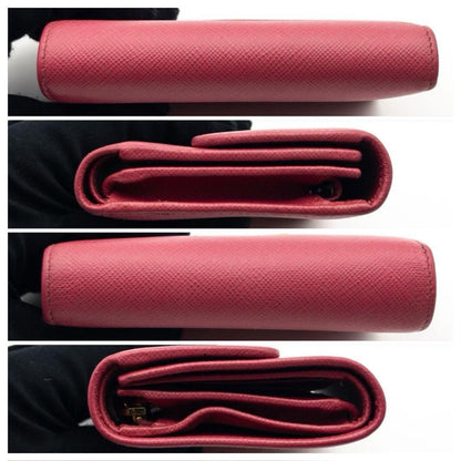 Prada Trifold Wallet Saffiano Leather Triangle Logo Pink — view 9