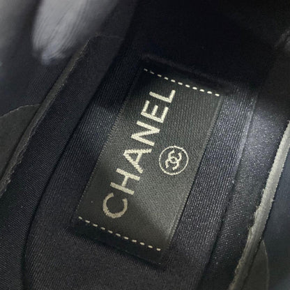 Chanel CC Logo Leather Fabric Suede Sneakers Black — view 8
