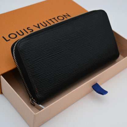 Louis Vuitton Epi Zippy Wallet Black Silver