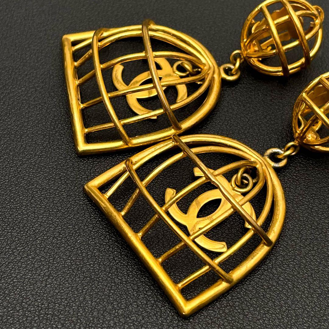 Chanel CC Logo Earrings Birdcage Vintage Classic