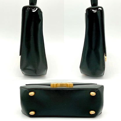Celine Handbag Triomphe Top Handle Leather Dark Green