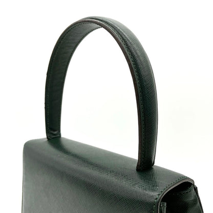 Celine Handbag Triomphe Top Handle Leather Dark Green