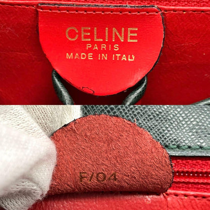 Celine Handbag Triomphe Top Handle Leather Dark Green