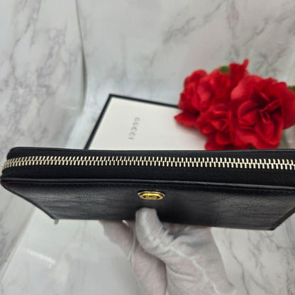 Gucci Wrinkled Wallet GG Marina Black