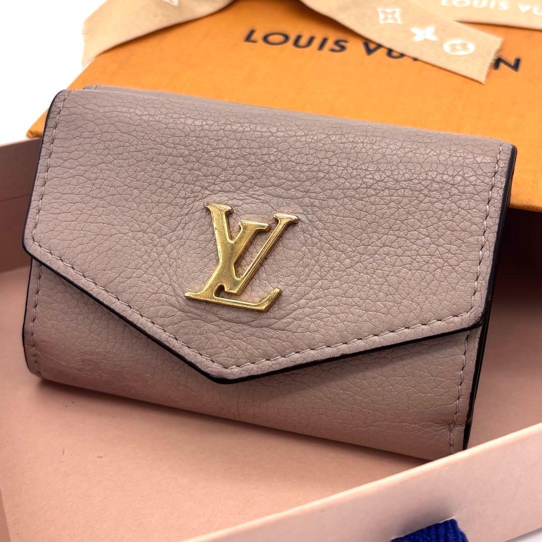 Louis Vuitton Portefeuille Lock Mini Trifold Wallet Beige Gold
