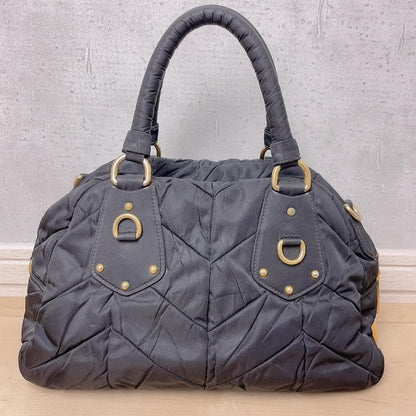 Prada Quilted 2-Way Handbag Black Logo Tessuto