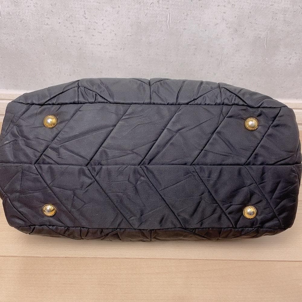 Prada Quilted 2-Way Handbag Black Logo Tessuto