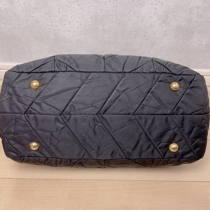 Prada Quilted 2-Way Handbag Black Logo Tessuto