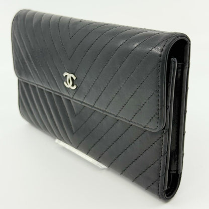 Chanel Wallet Stitch Wallet Silver