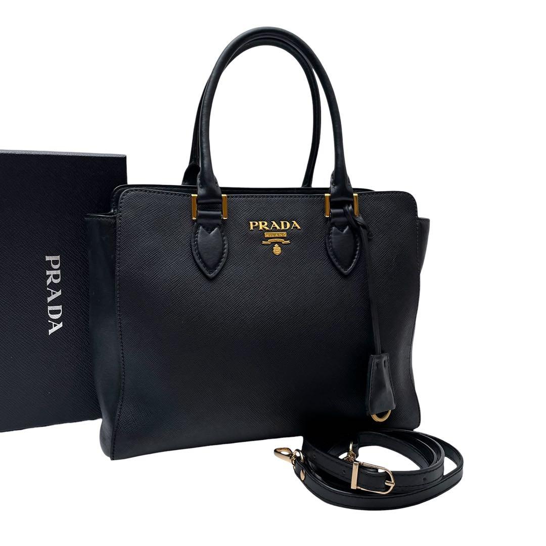 Prada Saffiano Leather Shoulder Bag 2-Way Black