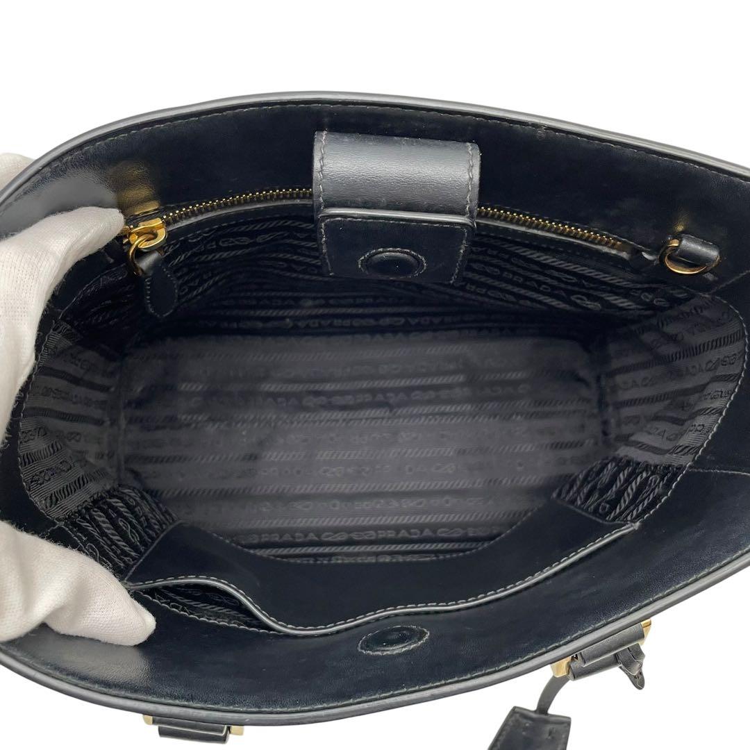 Prada Saffiano Leather Shoulder Bag 2-Way Black — view 7