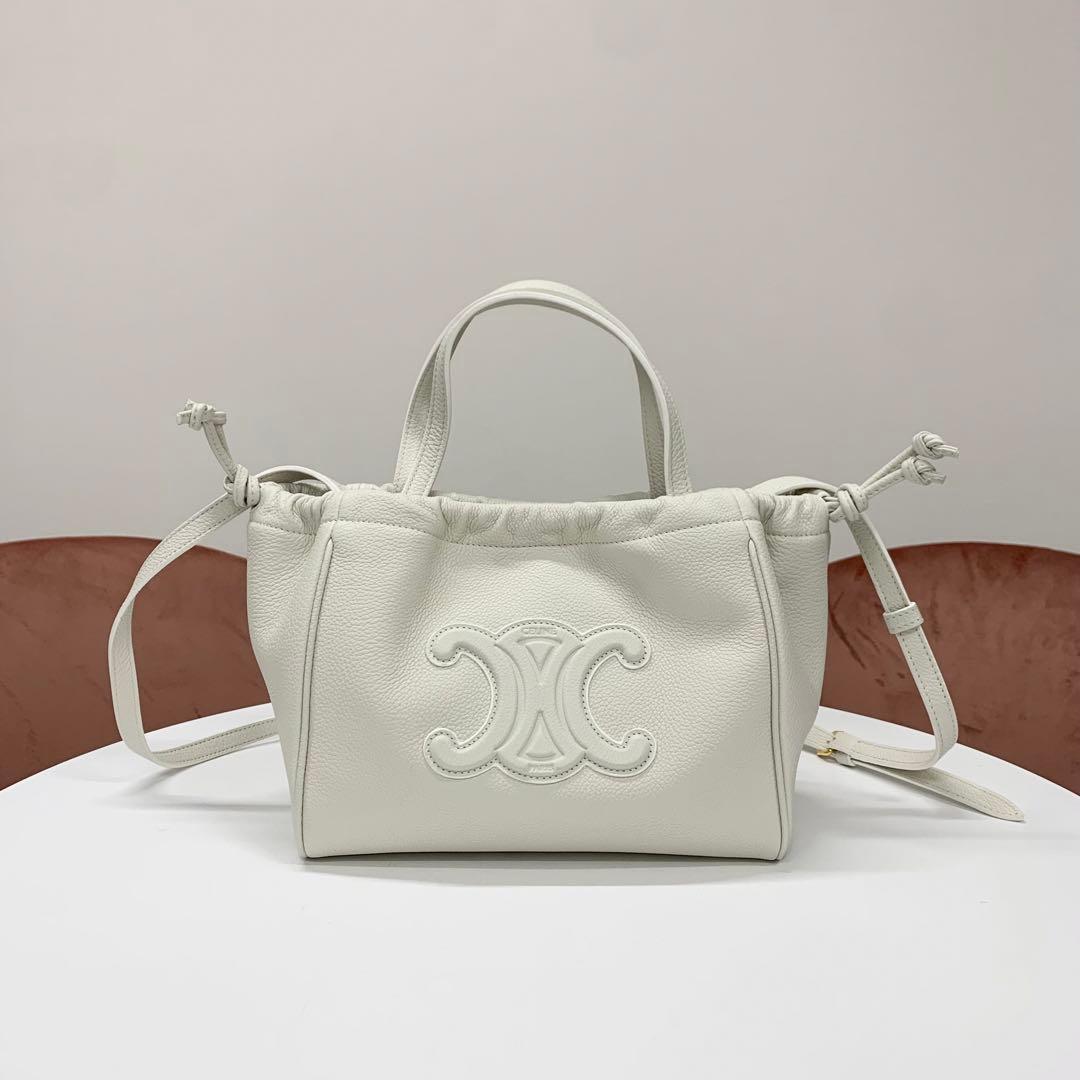 Celine Cabas Drawstring Cuile Triomphe Leather Shoulder Bag