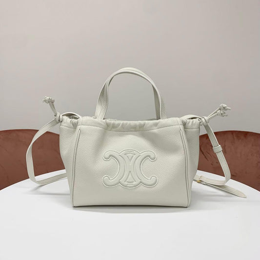 Celine Cabas Drawstring Cuile Triomphe Leather Shoulder Bag