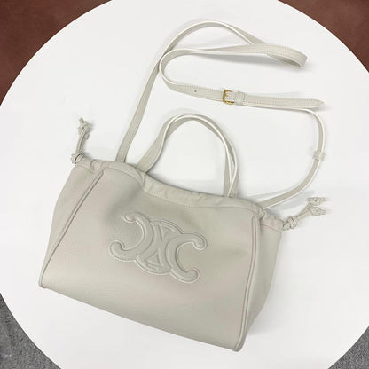 Celine Cabas Drawstring Cuile Triomphe Leather Shoulder Bag — view 5