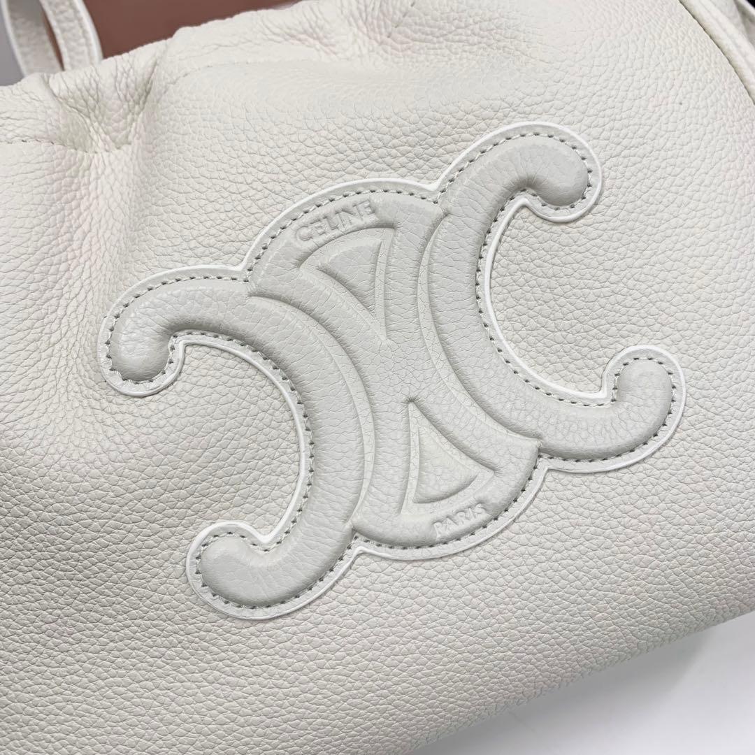 Celine Cabas Drawstring Cuile Triomphe Leather Shoulder Bag — view 9