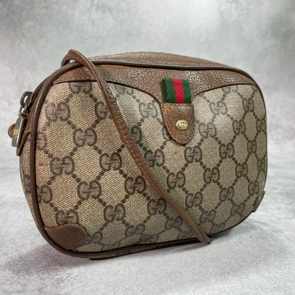 Gucci GG Sherry Line Shoulder Bag Brown Leather