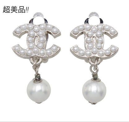 Chanel Coco Mark Faux Pearl Swing Earrings