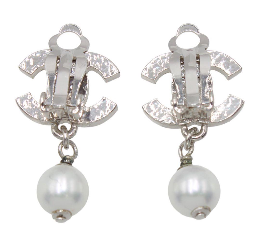 Chanel Coco Mark Faux Pearl Swing Earrings