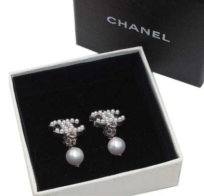 Chanel Coco Mark Faux Pearl Swing Earrings