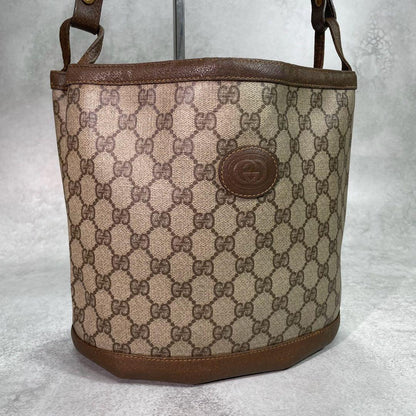 Gucci GG Shoulder Bag Brown Beige Leather Logo