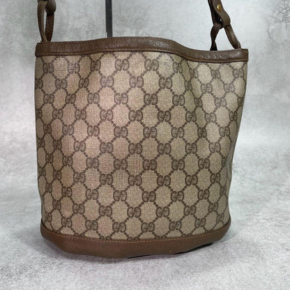 Gucci GG Shoulder Bag Brown Beige Leather Logo — view 3