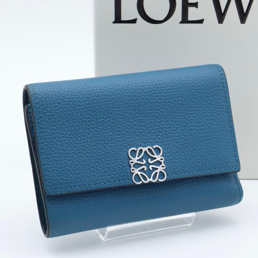 Loewe Tri Foldwallet Anagram Blue Wallet