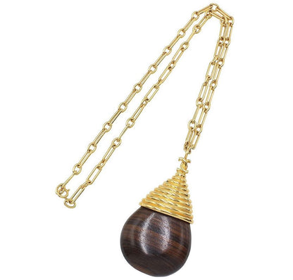 Chanel Coco Mark × T A Dos Lop Motif Wood Necklace