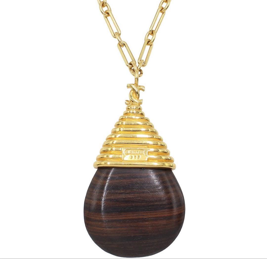 Chanel Coco Mark × T A Dos Lop Motif Wood Necklace