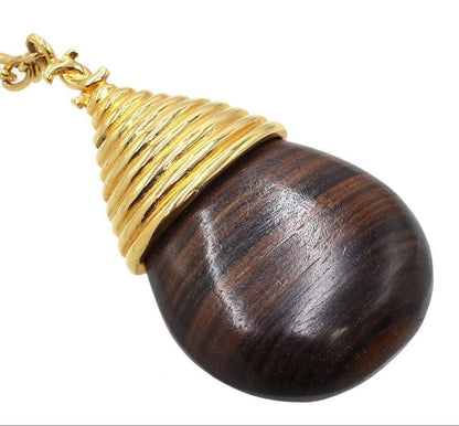 Chanel Coco Mark × T A Dos Lop Motif Wood Necklace