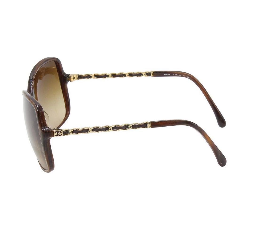 Chanel Leather Chain Frame Sunglasses Eyewear — view 4