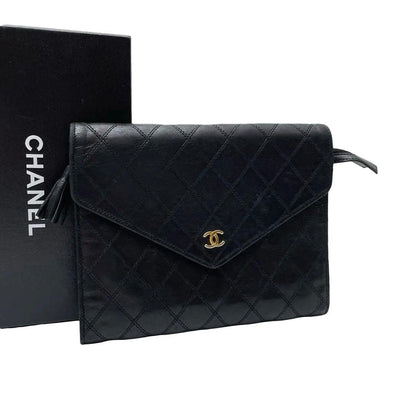 Chanel Bicolor Quilted Trifold Clutch Hand Bag