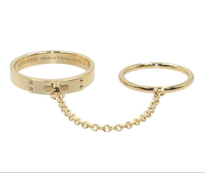 Hermes 57 18K Yellow Gold Kelly TPM Double Ring