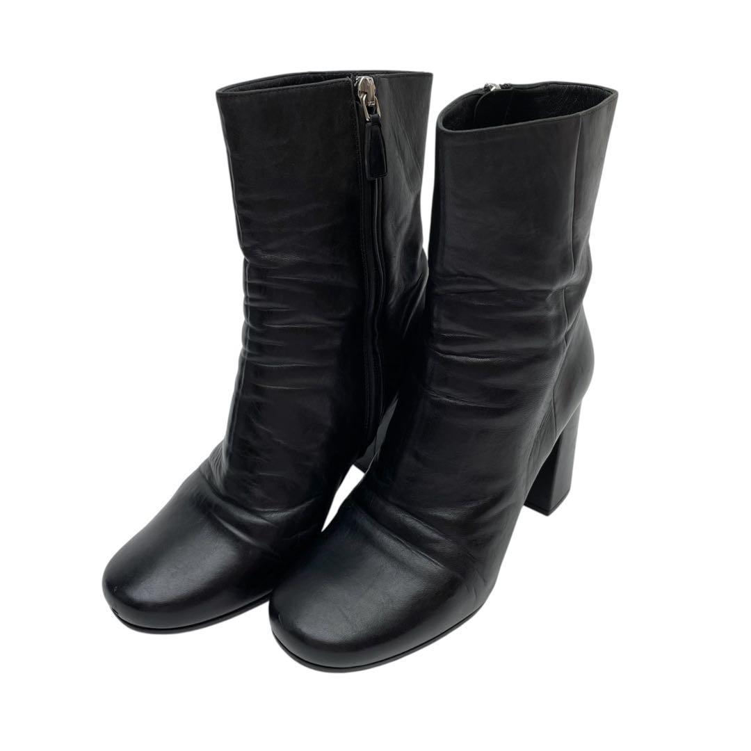 Prada Leather Short Boots Black — view 2