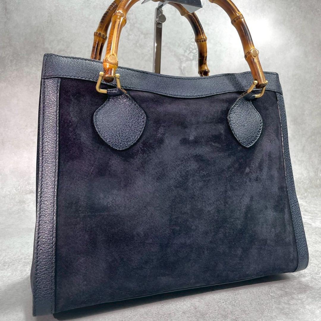 Gucci Handbag Diana Bamboo Suede Navy Leather