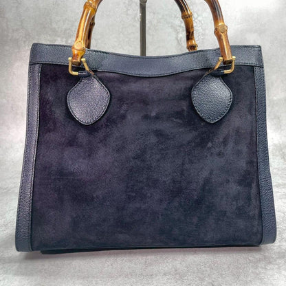 Gucci Handbag Diana Bamboo Suede Navy Leather — view 2