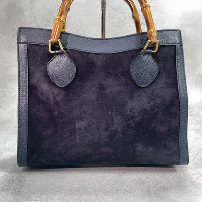 Gucci Handbag Diana Bamboo Suede Navy Leather — view 3