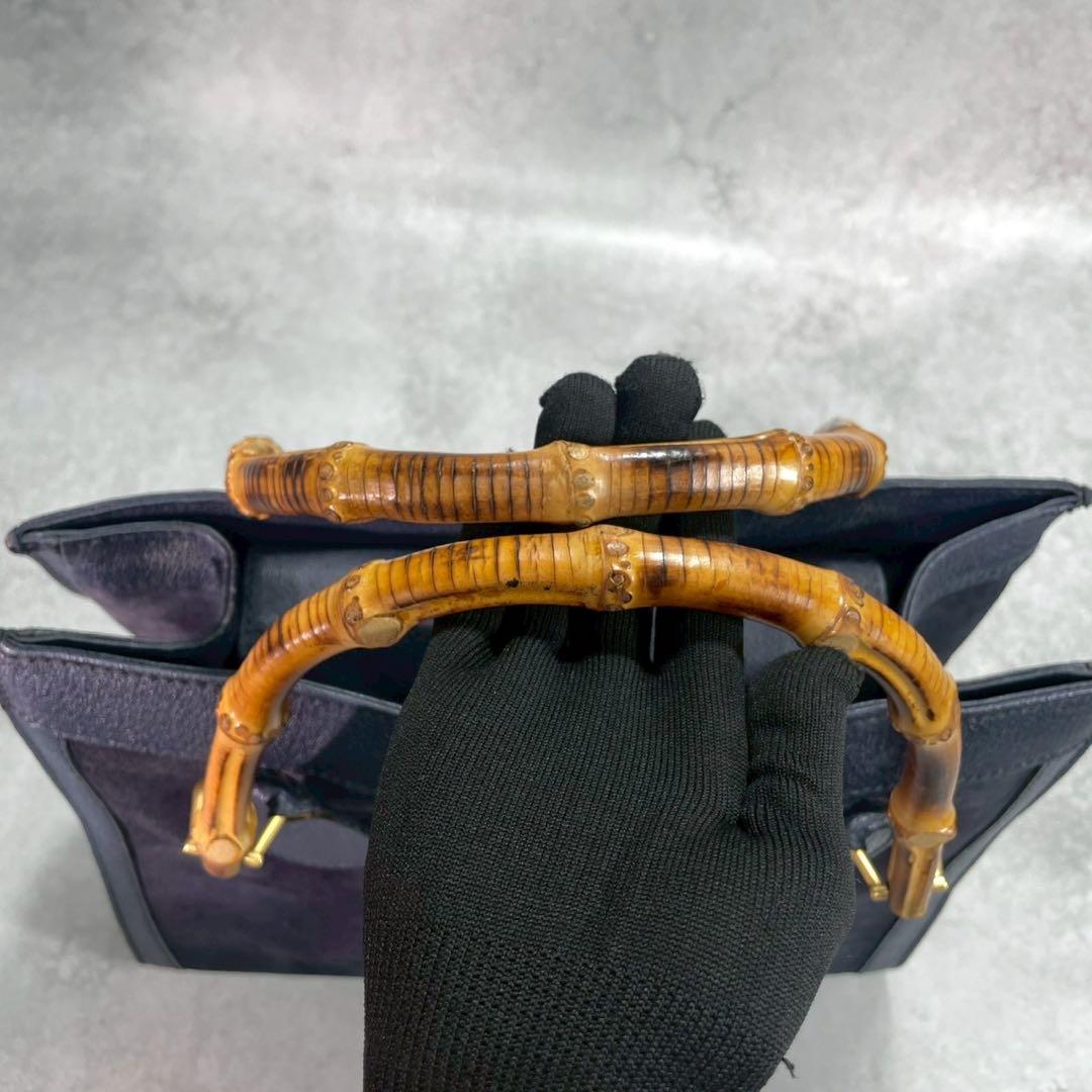 Gucci Handbag Diana Bamboo Suede Navy Leather — view 4