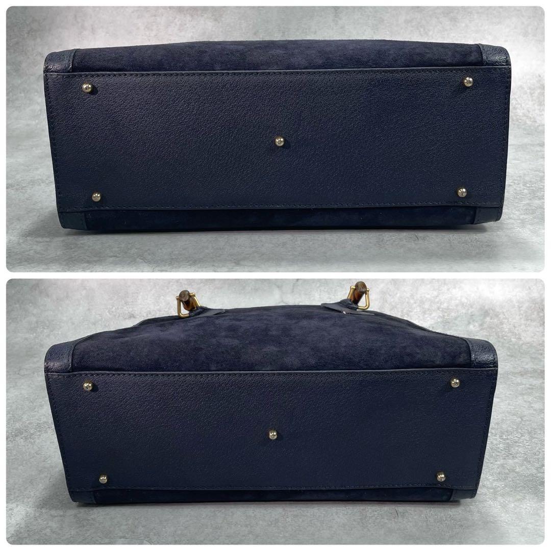 Gucci Handbag Diana Bamboo Suede Navy Leather — view 8