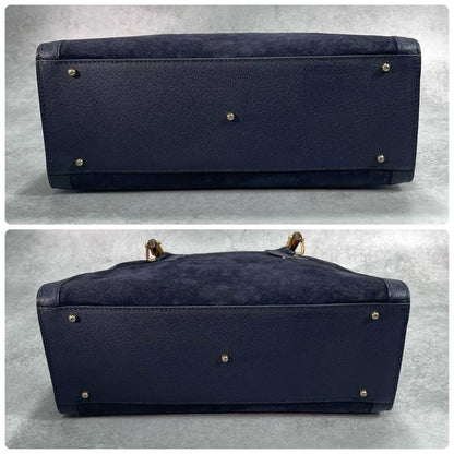 Gucci Handbag Diana Bamboo Suede Navy Leather — view 8