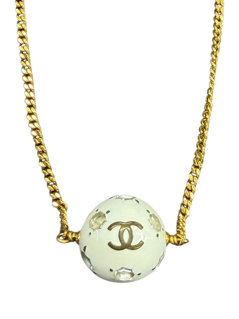 Chanel Cocomark Gold Ball Necklace J_099