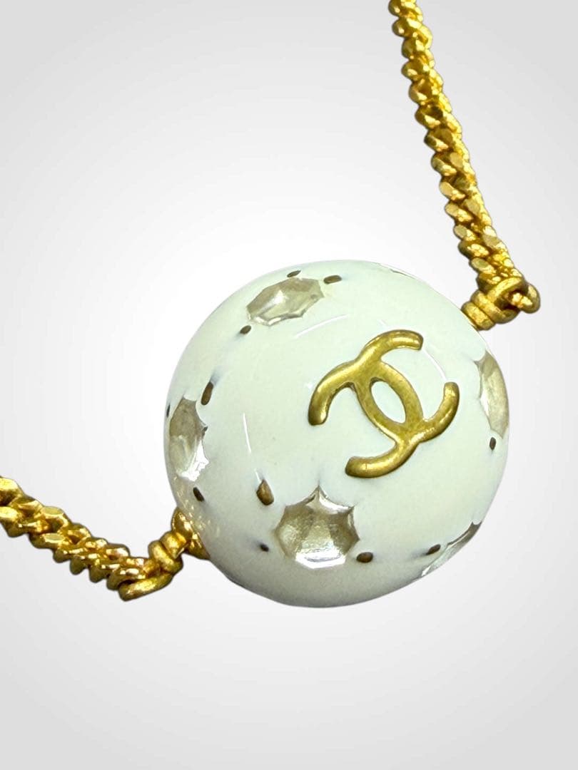 Chanel Cocomark Gold Ball Necklace J_099