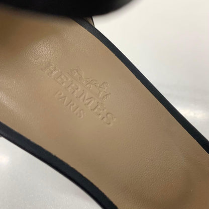 Hermes Legend Leather Wedge Sole Sandals Black — view 8