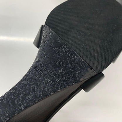 Hermes Legend Leather Wedge Sole Sandals Black — view 9
